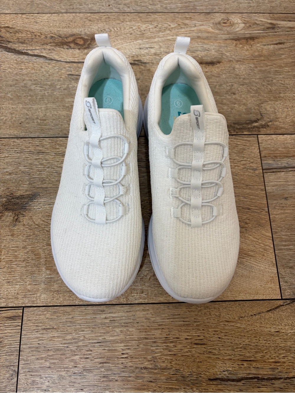 Skechers White Knit Slip-On Casual Sneakers
